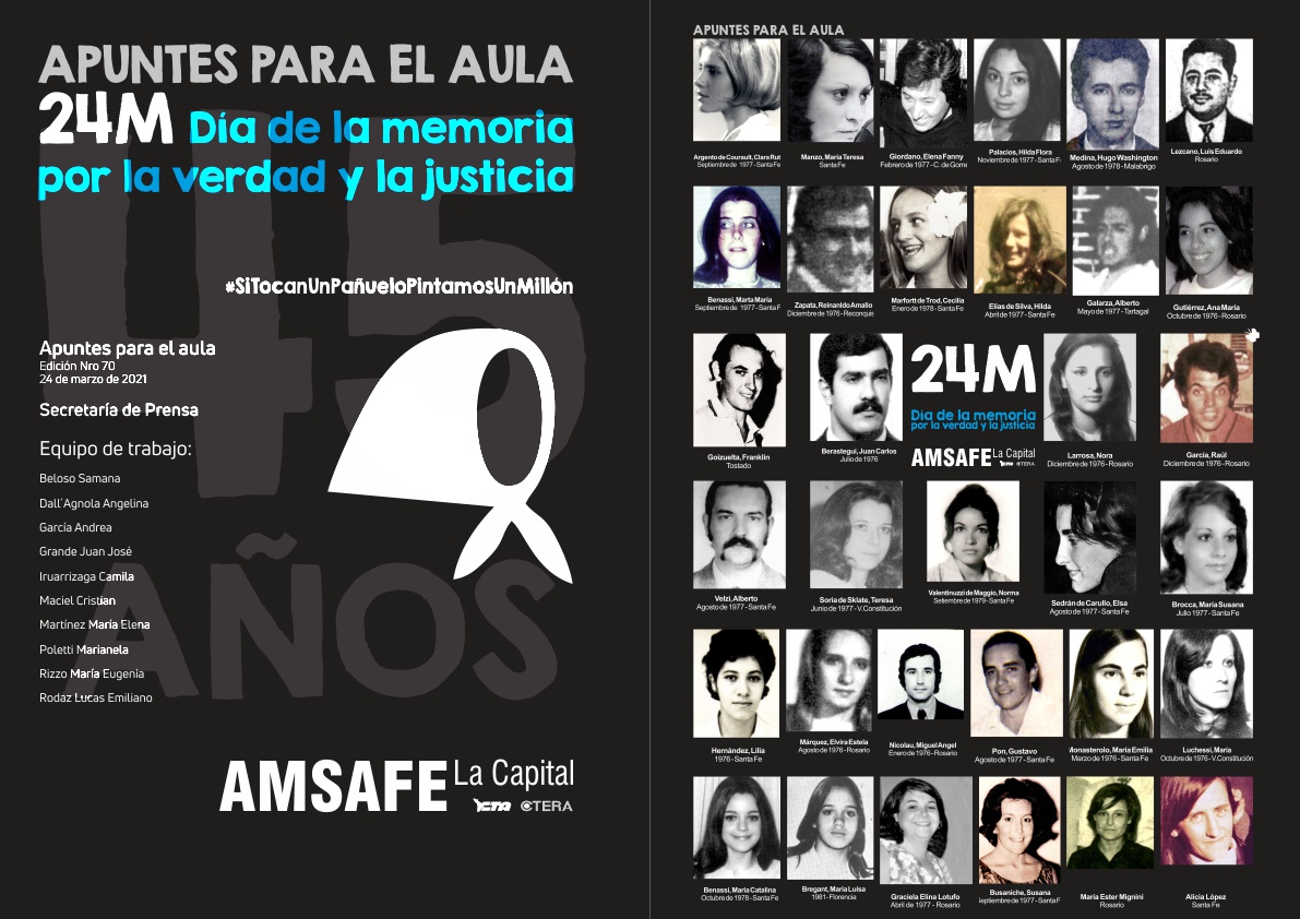 NUEVA EDICIÓN APUNTES PARA EL AULA: 24 DE MARZO "DÍA DE LA MEMORIA POR LA VERDAD Y LA JUSTICIA"